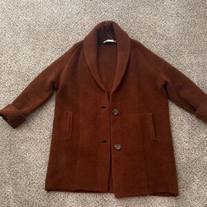 Zara Rich Brown Teddy Coat with Shawl Collar